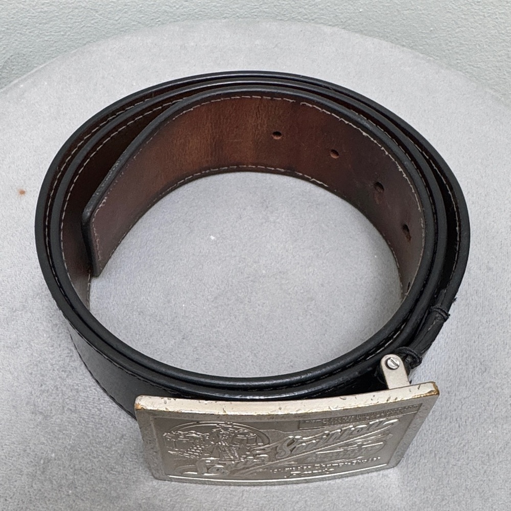 Louis Vuitton Black Belt with Engraved Silver Buckle size 95/38 - Picture 2 of 9